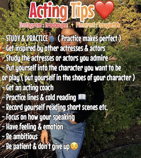 Acting Tips | Acting tips, Acting monologues, Baddie tips