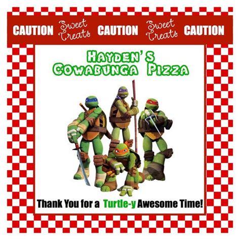 Teenage Mutant Ninja Turtle Pizza Box Favor Labels By Ckfireboots