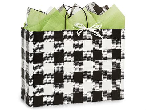 Paper shopping bag isolated on grey, black friday concept. Buffalo Plaid Black Paper Shopping Bags, Vogue 16x6x12 ...