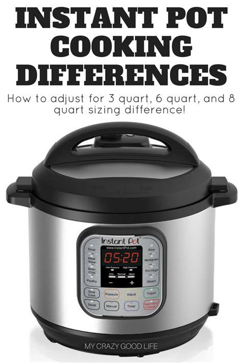Instant Pot Cooking Differences How To Adjust For Size Differences