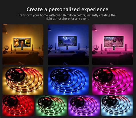 colorrgb backlight for tv usb powered led strip light rgb5050 for 24 inch 60 inch tv mirror