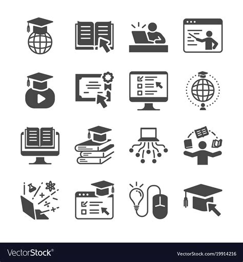 Online Education Icon Set Royalty Free Vector Image