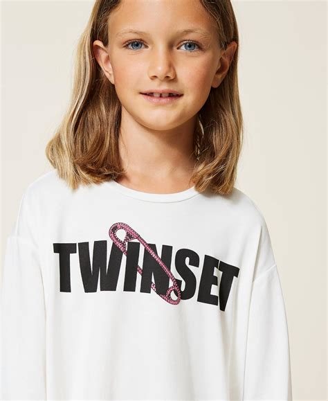 Logo T Shirt With Trousers Child Pink Twinset Milano