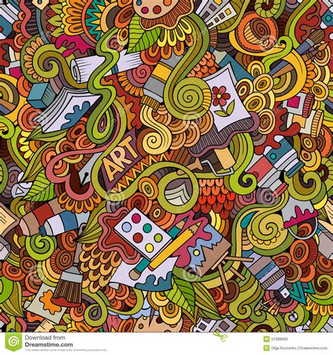 Cartoon Vector Art And Craft Seamless Pattern Stock Vector