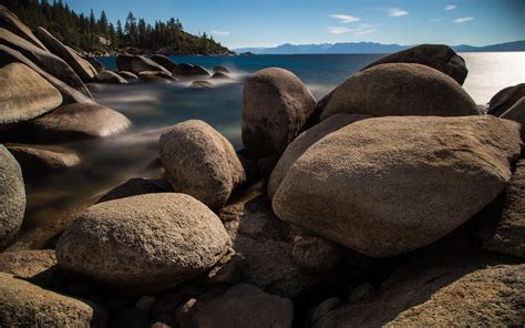 Several Brown Rocks Landscape Rock Nature Lake Tahoe Hd Wallpaper