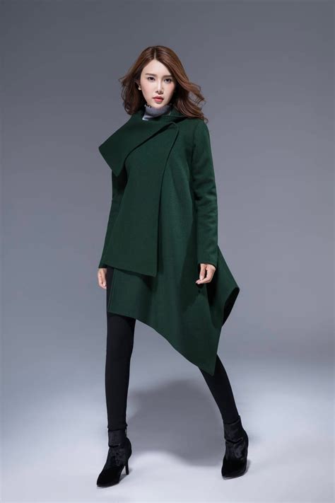 Wool Coat Asymmetrical Coat Winter Coat Womens Cardigan Etsy