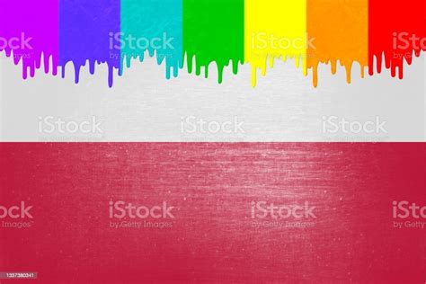 Paint Is Dripping Over The National Flag Of Poland Stock Illustration