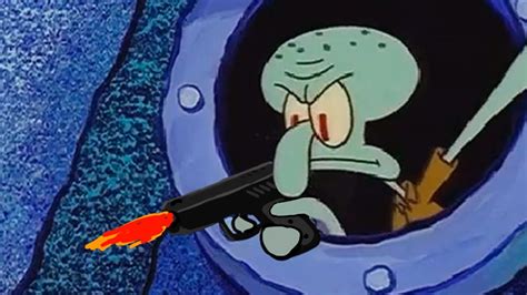 Squidward With A Gun Vs Spongebob Gangster Spongebob Youtube