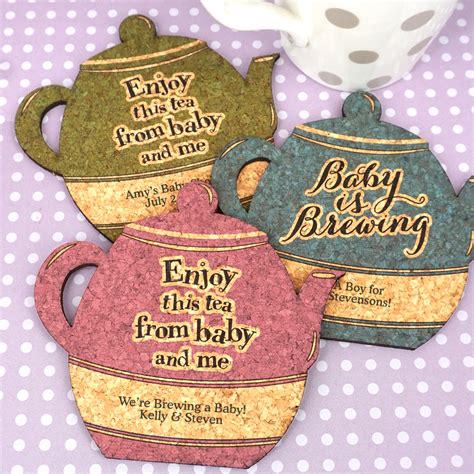 This diy baby shower favor is especially. Personalized Baby Shower Tea Pot Cork Coaster - Famous Favors