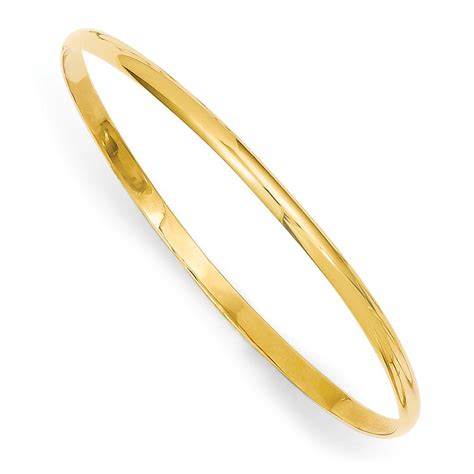Aa Jewels Solid 14k Yellow Gold Slip On 55 Baby Bangle Bracelet 3mm