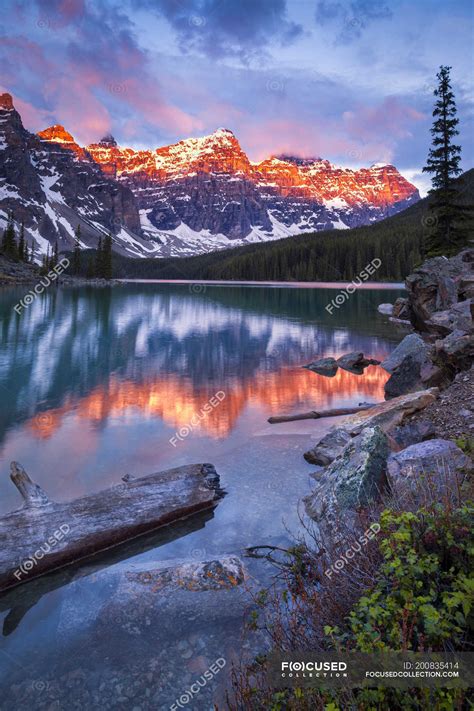 Sunrise Over Moraine Lake And Valley Of Ten Peaks In Banff National