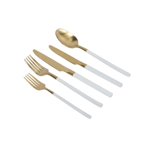 In this set, 4 different colorways bring all the colors of our beacon collection. White & Gold Cutlery | Harbourside Decorators