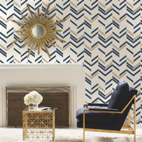 Chevron Stripe Peel And Stick Wallpaper In Blue By Roommates For York