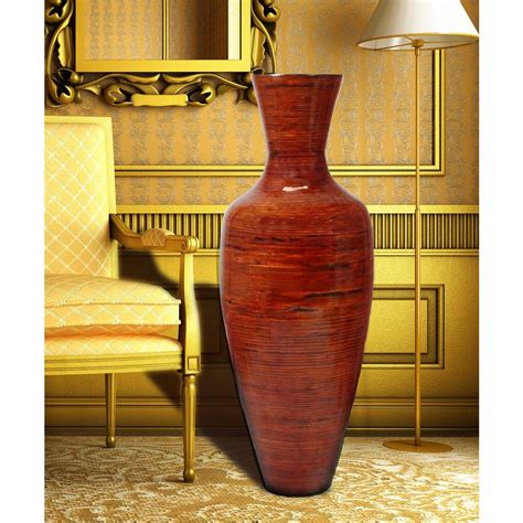 Uniquewise 375 In Reds And Pinks Tall Bamboo Floor Decorative Vase
