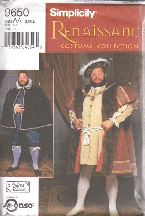 Simplicity 9650 Mens Renaissance Costume Pattern Coat Cape Hat Etsy