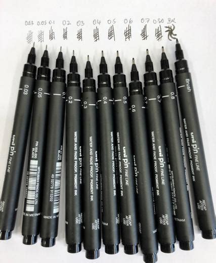 Uni Pin Fine Line Drawing Pens Black 8 Tip Sizes 003mm £299