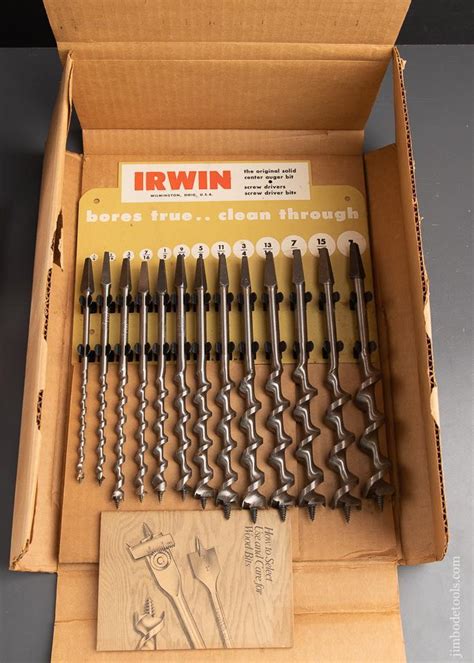 Complete Set Of 13 Irwin Auger Bits Mint With Display In Box 92116 Jim Bode Tools