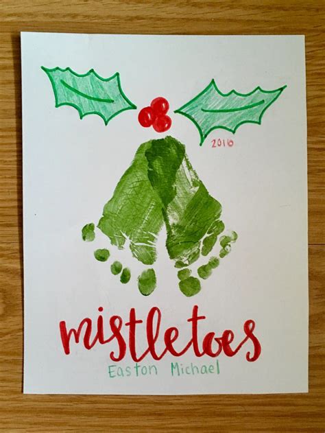 Christmas Footprint Art Diy Mistletoes Craft For Baby Keepsake Baby