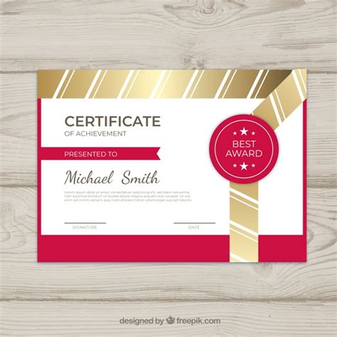 Free Vector Certificate Template With Golden Color