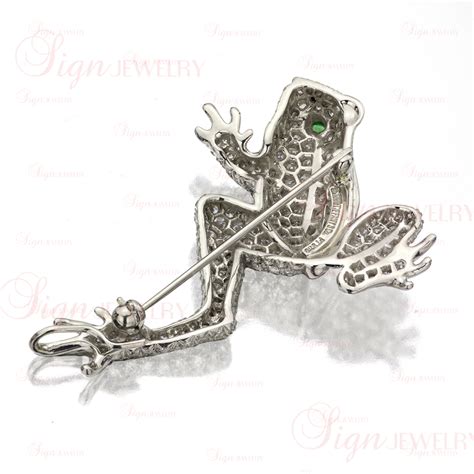 Tiffany And Co Platinum Gold Diamond Emerald Frog Brooch Mtsj