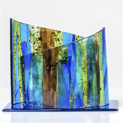Blue Arc By Varda Avnisan Two Kiln Formed Glass Arcs Create A Free Standing Sculpture Full Of