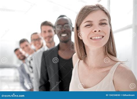Multiethnic Corporate Business People Standing On Office Looking At