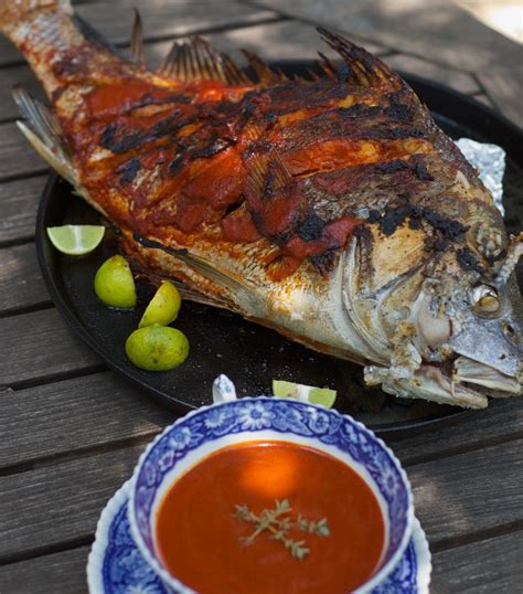 Grilled Black Drum With Red Pepper Sauce Chew And Chatter Stuffed