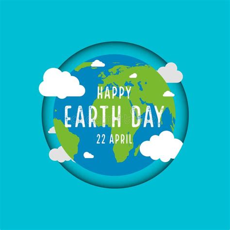 Earth Day 22 April Earth Planet With Text Stock Vector Illustration