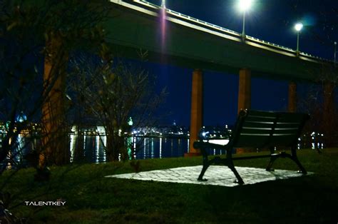 A Lonely Park Bench Messing With Night Time Photography Night Time