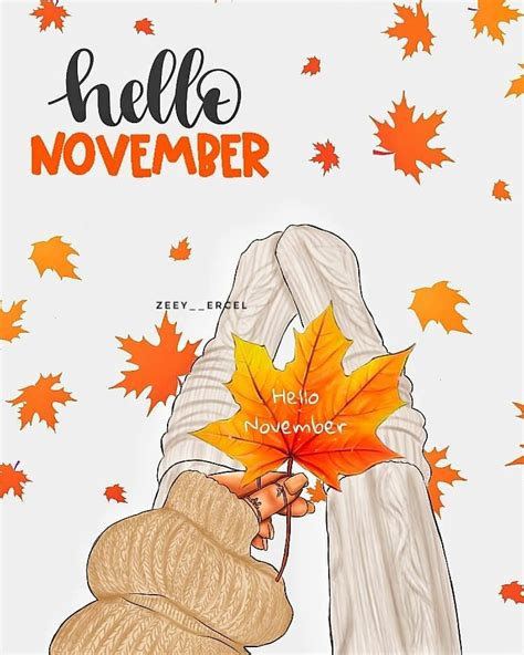Hello November Hello November Autumn Illustration Fall Drawings