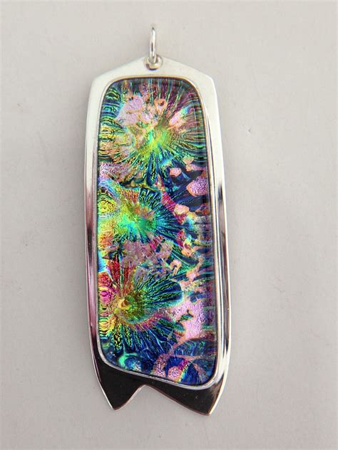 Multi Layered Fused Dichroic Glass Bezel Set In Sterling Silver Sold
