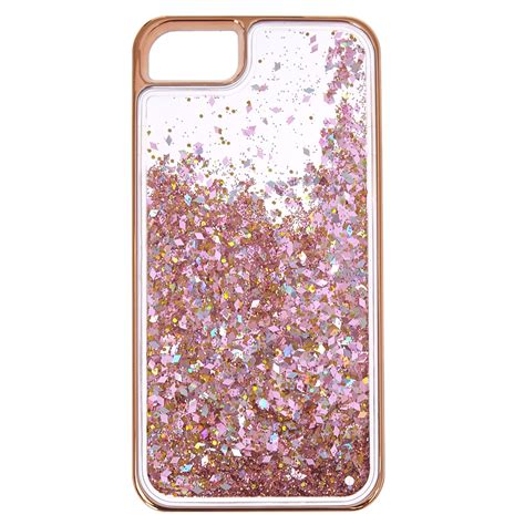 Rose Gold Tone Liquid Filled Glitter Phone Case Claires Us