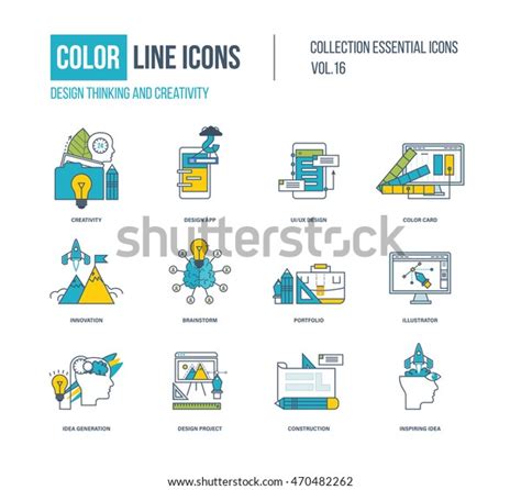 Color Line Icons Collection Design Thinking Vector De Stock Libre De