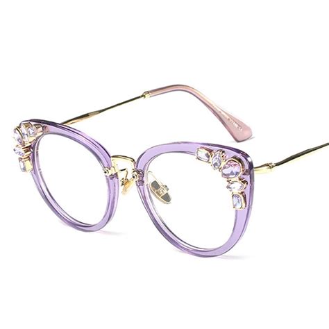 Sheli New Trending Cat Eye Glasses Frame Ladies Luxury Crystal