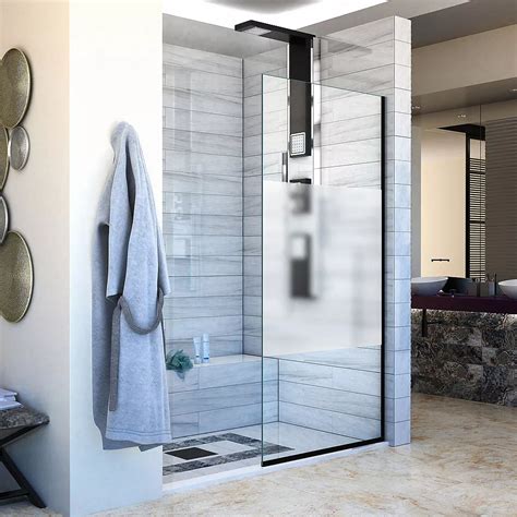 dreamline linea single panel shower screen 34 inch w x 72 inch h frosted privacy band gla
