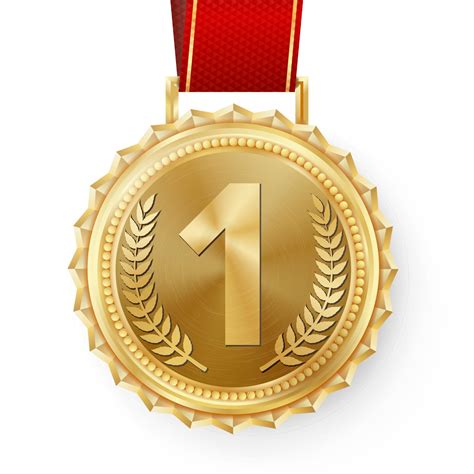 Gold Medal Vector Golden 1st Place Badge Sport Game Golden Challenge