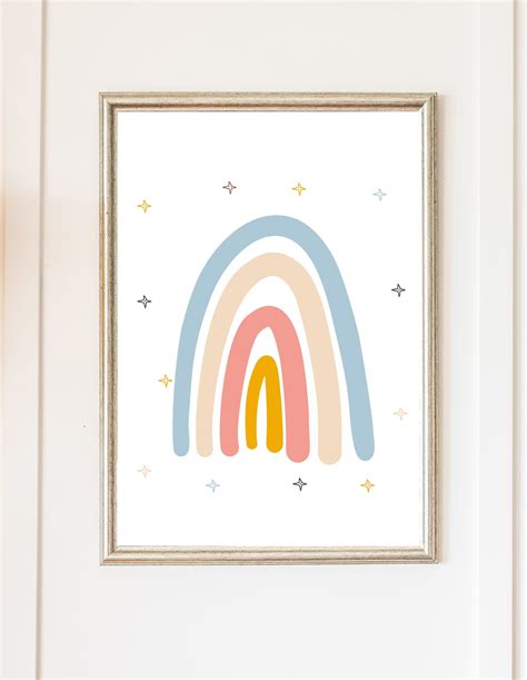 Pastel Rainbow Printable Art Print Digital Download Nursery Etsy