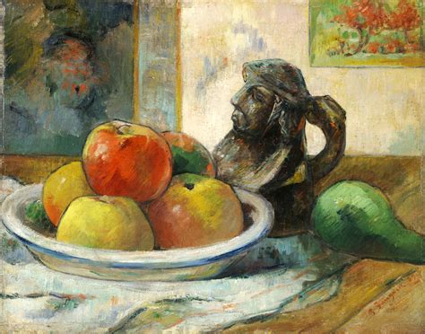 Paul Gauguin I Still Life With Apples A Pear And A Ceramic Portrait