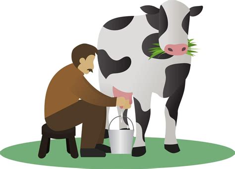 Ordeñando Una Ilustración Vectorial De Vaca Leche De Vaca Y Granjero