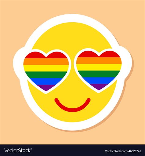 Pride Month Emoji With Rainbow Hearts Instead Vector Image