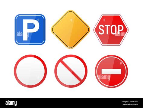 Road Warning Sign Traffic Regulatory Template Isolated On White