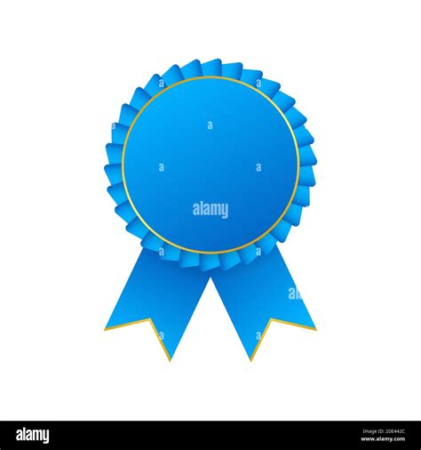 Blue Award Rosette With Ribbon Vector Stock Illustration Stock Vector