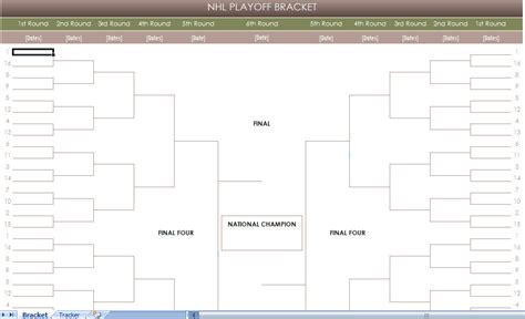 Nhl Printable Blank Playoff Bracket My Excel Templates