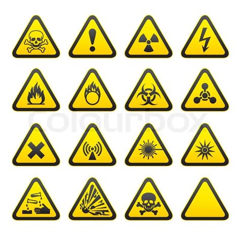 Set Triangular Warning Hazard Signs Stock Vektor Colourbox