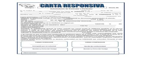 Pdf Formato Carta Responsiva Compraventa Vehiculo Dokumentips
