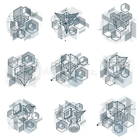 Lines And Shapes Abstract Vector Isometric 3d Backgrounds Layouts Of
