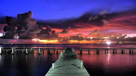 Hd Wallpaper Impressive Clouds Over The Dock Hd Blue Docks Purple