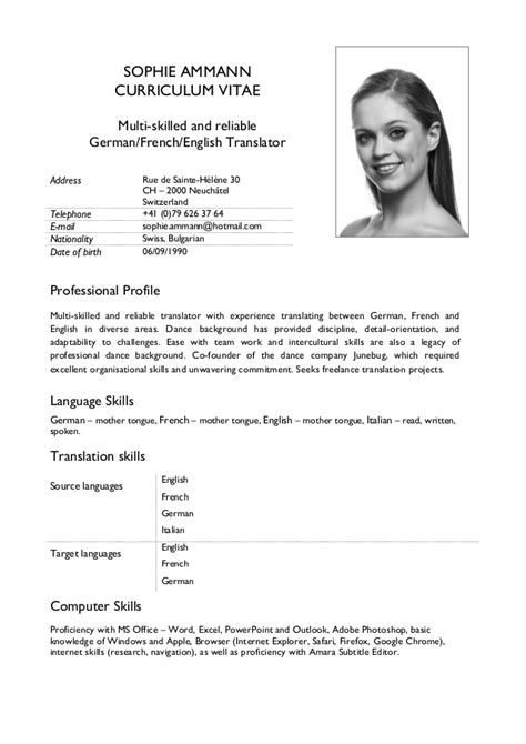 A detailed description including curriculum vitae of the personnel in charge of testing and of the managerial staff as evidenced by the skills both educational and professional Lebenslauf Deutsch Als Sprache - tippsvorlage.info ...