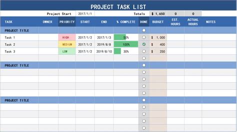 Excel Of Simple Project Task List Xlsx Wps Free Templates 5 Best Images