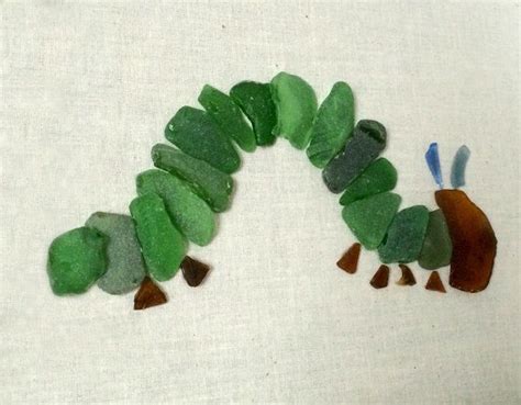 Sea Glass Inspired Very Hungry Caterpillar Framed Wall Art Caterpillar